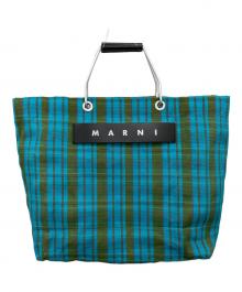 MARNI（マルニ）の古着「フラワーカフェトートバッグ」｜ブルー×グリーン