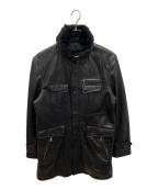BURBERRYバーバリー）の古着「ラビットファーラムレザーコート」｜ブラック