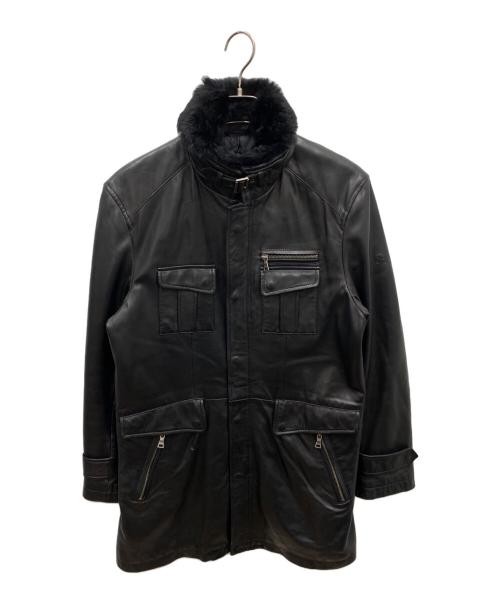 BURBERRY（バーバリー）BURBERRY (バーバリー) ラビットファーラムレザーコート ブラック サイズ:Lの古着・服飾アイテム