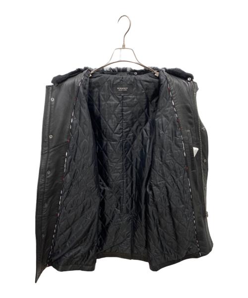 BURBERRY（バーバリー）BURBERRY (バーバリー) ラビットファーラムレザーコート ブラック サイズ:Lの古着・服飾アイテム