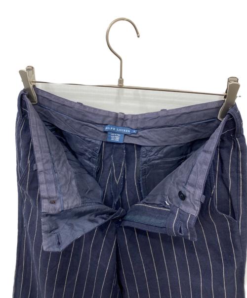 RALPH LAUREN（ラルフローレン）RALPH LAUREN (ラルフローレン) ウールリネン混ストライプパンツ ブラック サイズ:6の古着・服飾アイテム