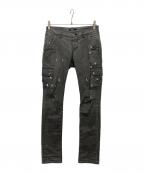UNDERCOVERISM×hystericsアンダーカバーイズム×ヒステリックス）の古着「ペイント加工カーゴデニムパンツ」｜グレー