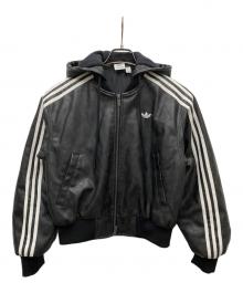 adidas（アディダス）の古着「FAUX LEATHER JACKET」｜ブラック