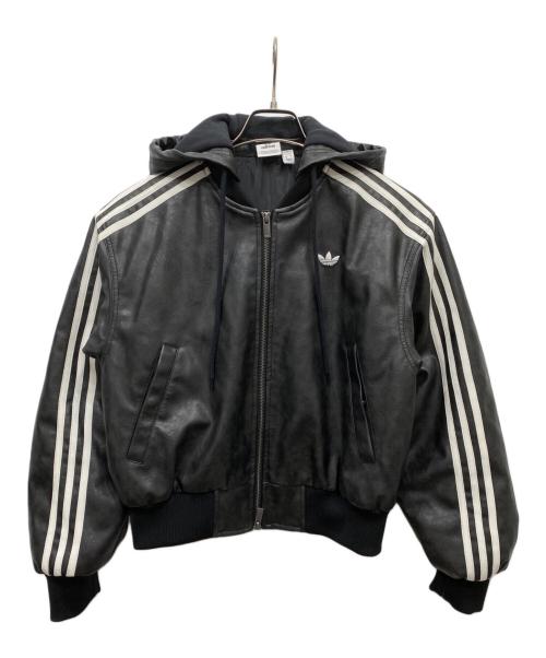 adidas（アディダス）adidas (アディダス) FAUX LEATHER JACKET ブラック サイズ:Sの古着・服飾アイテム
