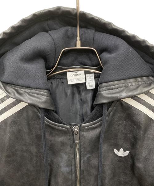 adidas（アディダス）adidas (アディダス) FAUX LEATHER JACKET ブラック サイズ:Sの古着・服飾アイテム