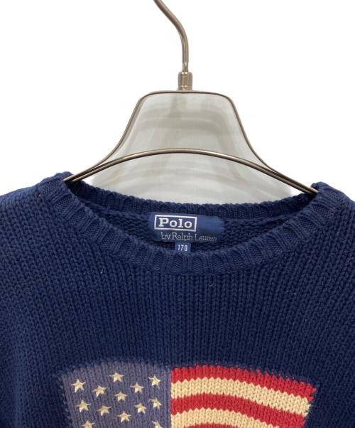 POLO RALPH LAUREN（ポロ・ラルフローレン）POLO RALPH LAUREN (ポロ・ラルフローレン) 星条旗ニット ネイビー サイズ:170の古着・服飾アイテム