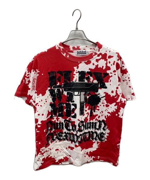 flexwitme（フレックスウィズミー）FLEXWITME (フレックスウィズミー) カモフラージュTシャツ ホワイト×レッド サイズ:Sの古着・服飾アイテム