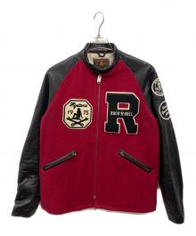 Hysteric Glamour（ヒステリックグラマー）の古着「ROCK'N ROLL パッチレザースリーブジャケット」｜レッド