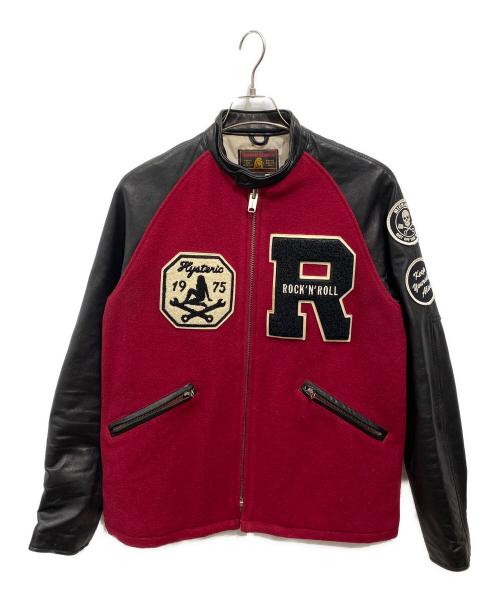 Hysteric Glamour（ヒステリックグラマー）Hysteric Glamour (ヒステリックグラマー) ROCK'N ROLL パッチレザースリーブジャケット レッド サイズ:Lの古着・服飾アイテム