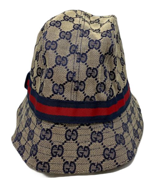 GUCCI（グッチ）GUCCI (グッチ) シェリーラインGGキャンバスバケットハット ベージュの古着・服飾アイテム