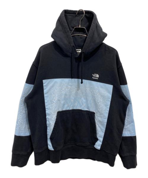 THE NORTH FACE（ザ ノース フェイス）THE NORTH FACE (ザ ノース フェイス) Supreme (シュプリーム) 22SS Bandana Hooded Sweatshirt ブラック×ブルー サイズ:XLの古着・服飾アイテム