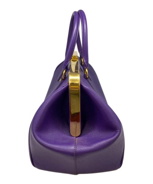 PRADA（プラダ）PRADA (プラダ) サフィアーノレザーがま口バック パープルの古着・服飾アイテム