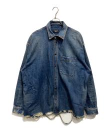 BALENCIAGA（バレンシアガ）の古着「21SS クラッシュ加工オーバーサイズデニム長袖シャツ」｜インディゴ