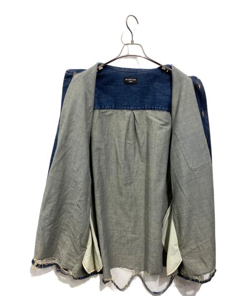 BALENCIAGA（バレンシアガ）BALENCIAGA (バレンシアガ) 21SS クラッシュ加工オーバーサイズデニム長袖シャツ インディゴ サイズ:XSの古着・服飾アイテム