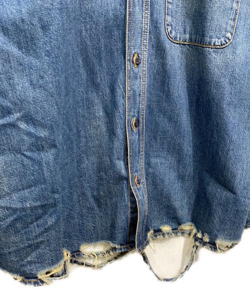 BALENCIAGA（バレンシアガ）BALENCIAGA (バレンシアガ) 21SS クラッシュ加工オーバーサイズデニム長袖シャツ インディゴ サイズ:XSの古着・服飾アイテム