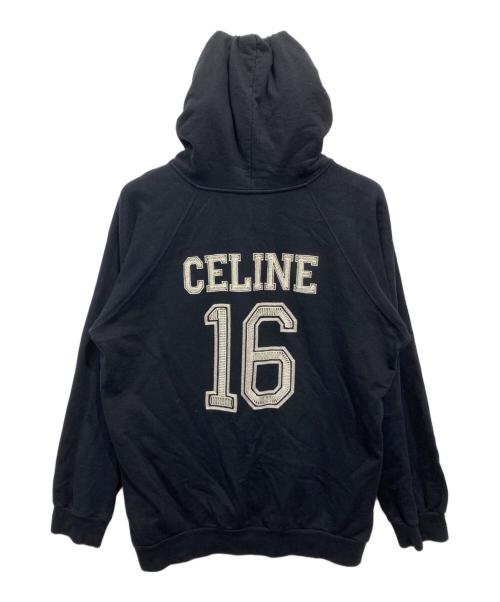 CELINE（セリーヌ）CELINE (セリーヌ) カシミヤ混刺繍ジップアップパーカー ブラック サイズ:XLの古着・服飾アイテム