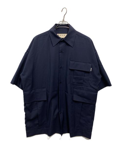 MARNI（マルニ）MARNI (マルニ) 21AW トロピカルウール 半袖シャツ ネイビー サイズ:46の古着・服飾アイテム