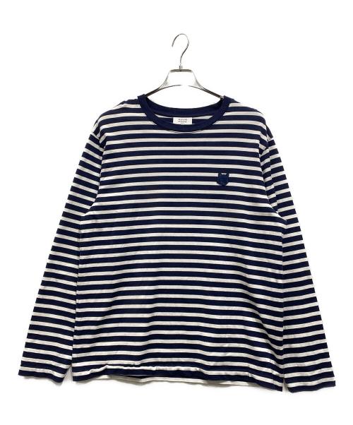 maison kitsune（メゾンキツネ）maison kitsune (メゾンキツネ) BOLD FOX HEAD PATCH COMFORT MARIN TEE-SHIRT ネイビー×ホワイト サイズ:Mの古着・服飾アイテム