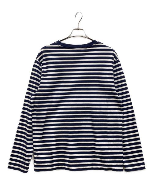 maison kitsune（メゾンキツネ）maison kitsune (メゾンキツネ) BOLD FOX HEAD PATCH COMFORT MARIN TEE-SHIRT ネイビー×ホワイト サイズ:Mの古着・服飾アイテム