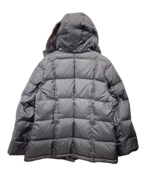 BURBERRY LONDON（バーバリーロンドン）BURBERRY LONDON (バーバリーロンドン) フォックスファー付裏ノバチェックダウンジャケット グレー サイズ:SIZE 46の古着・服飾アイテム
