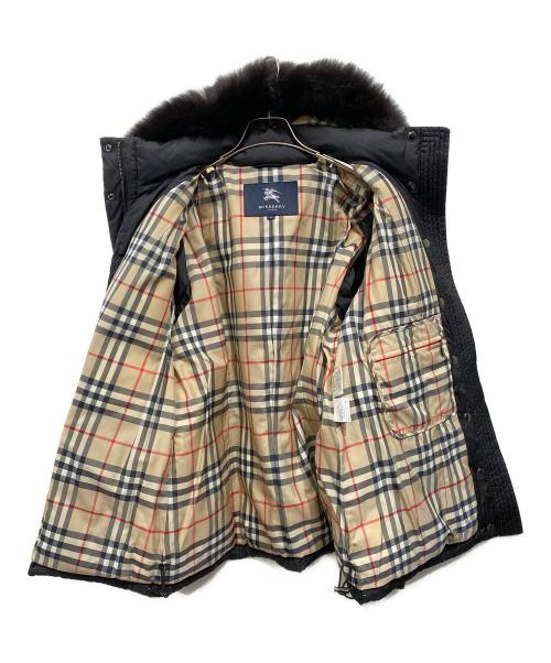 BURBERRY LONDON（バーバリーロンドン）BURBERRY LONDON (バーバリーロンドン) フォックスファー付裏ノバチェックダウンジャケット グレー サイズ:SIZE 46の古着・服飾アイテム