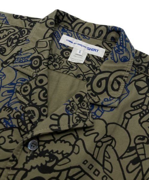 COMME des GARCONS SHIRT（コムデギャルソンシャツ）COMME des GARCONS SHIRT (コムデギャルソンシャツ) NOAH LYON (ノア ライオン) 総柄S/Sシャツ オリーブ サイズ:Sの古着・服飾アイテム