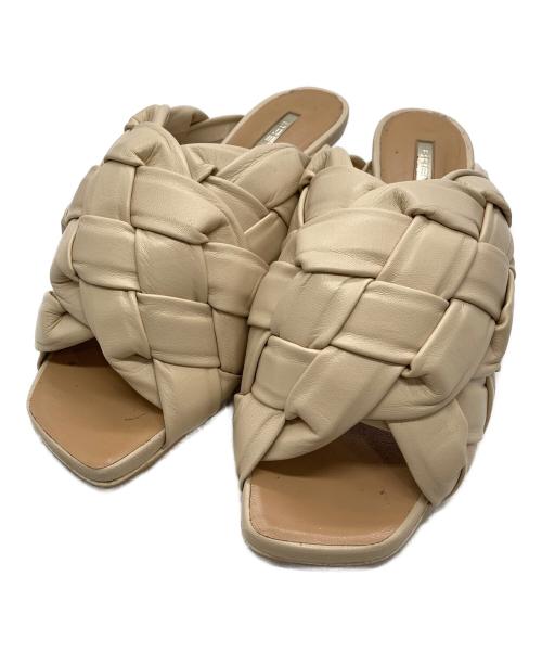 Brenta（ブレンタ）Brenta (ブレンタ) イントレチャートヒールサンダル ベージュ サイズ:36の古着・服飾アイテム