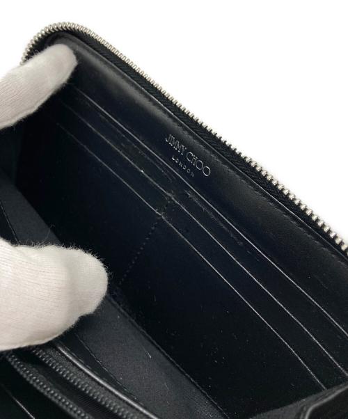 JIMMY CHOO（ジミーチュウ）JIMMY CHOO (ジミーチュウ) ラウンドファスナー長財布 ブラックの古着・服飾アイテム
