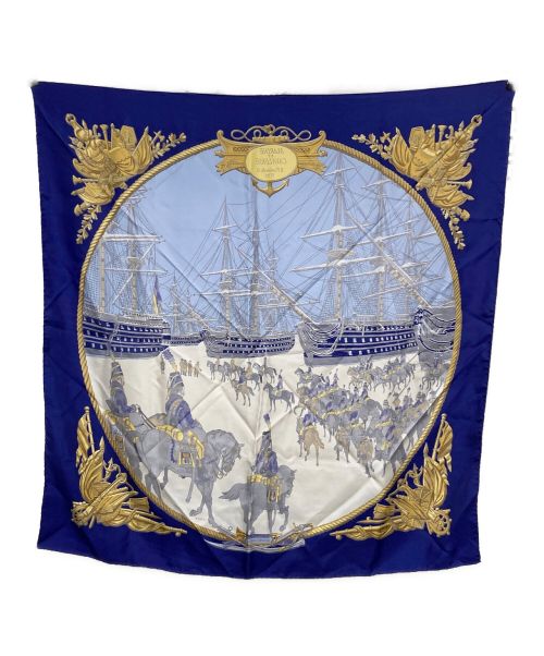 HERMES（エルメス）HERMES (エルメス) カレ90 marine et cavalerie ブルーの古着・服飾アイテム