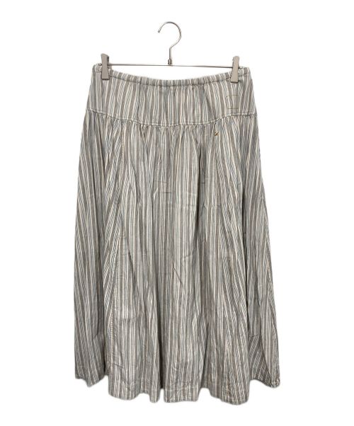 45R（フォーティファイブ・アール）45R (フォーティーファイブアール) インドカディシャツデニムのイージーギャザースカート ブルー×ホワイト サイズ:00の古着・服飾アイテム