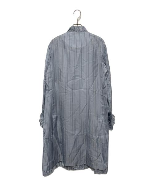 noir kei ninomiya（ノワール ケイ ニノミヤ）noir kei ninomiya (ノワール ケイ ニノミヤ) ストライプフリルコート ブルー サイズ:Sの古着・服飾アイテム