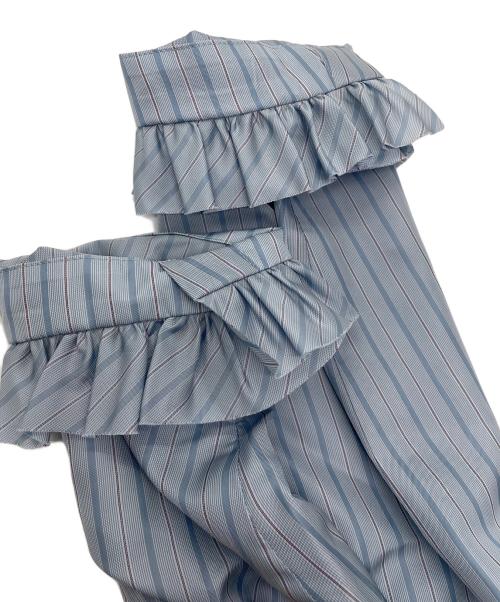 noir kei ninomiya（ノワール ケイ ニノミヤ）noir kei ninomiya (ノワール ケイ ニノミヤ) ストライプフリルコート ブルー サイズ:Sの古着・服飾アイテム