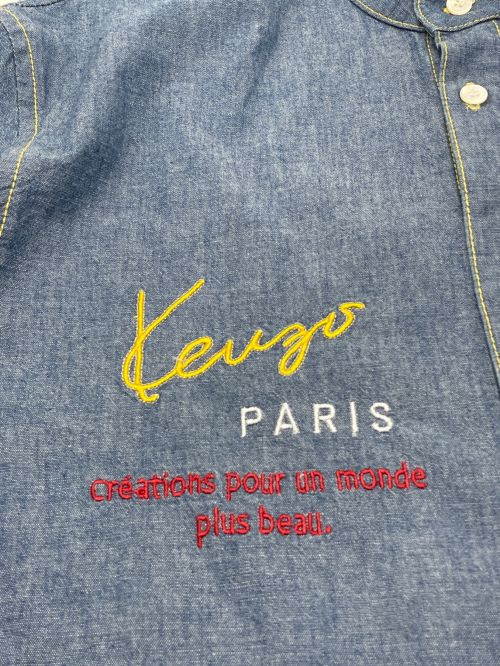 KENZO（ケンゾー）KENZO (ケンゾー) 刺繍ロゴデニムシャツ インディゴ サイズ:ｓの古着・服飾アイテム