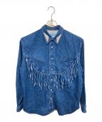 TOGA ARCHIVESトーガアーカイブス）の古着「Denim fringe shirt / デニムフリンジシャツ」｜ブルー