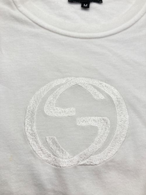 GUCCI（グッチ）GUCCI (グッチ) GGインターロッキングロゴ刺繍Tシャツ ホワイト サイズ:Ｍの古着・服飾アイテム