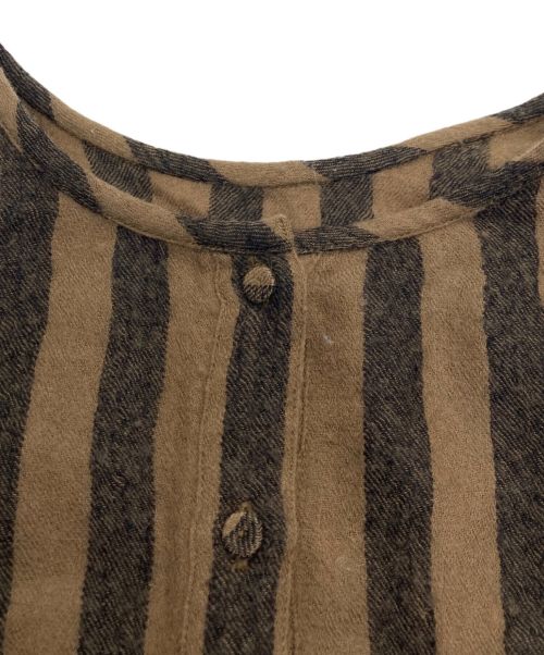 maison de soil（メゾンドソイル）maison de soil (メゾンドソイル) ウールストライプワンピース ブラウン サイズ:2の古着・服飾アイテム