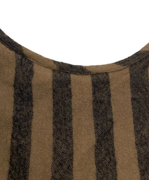 maison de soil（メゾンドソイル）maison de soil (メゾンドソイル) ウールストライプワンピース ブラウン サイズ:2の古着・服飾アイテム