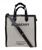 BURBERRYバーバリー）の古着「ホースフェリープリント キャンバス＆レザー トート ハンドバッグ」｜グレー
