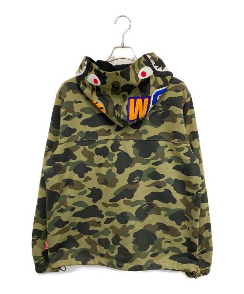 A BATHING APE（ア ベイシング エイプ）A BATHING APE (ア ベイシング エイプ) 1ST CAMO WINDSTOPPER SHARK HOODIE オリーブ サイズ:Lの古着・服飾アイテム