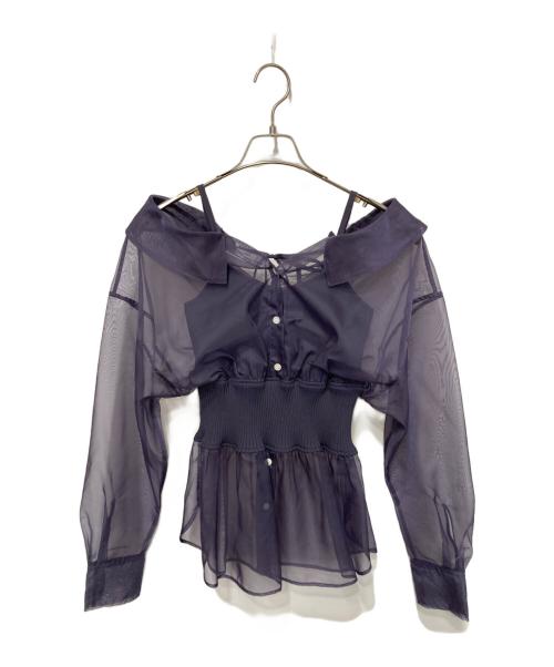 FRAY ID（フレイ アイディー）FRAY ID (フレイ アイディー) ニットコルセットレイヤードシャツ ネイビー サイズ:FREEの古着・服飾アイテム