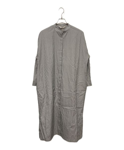 Midi-Umi（ミディウミ）Midi-Umi (ミディウミ) ストライプシャツワンピース ネイビー×ホワイト サイズ:FREEの古着・服飾アイテム