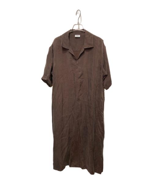 LE GLAZIK（ル グラジック）LE GLAZIK (ル グラジック) オープンカラー 半袖シャツワンピース ブラウン サイズ:36の古着・服飾アイテム