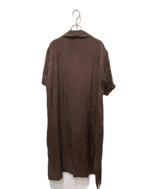 LE GLAZIK（ル グラジック）LE GLAZIK (ル グラジック) オープンカラー 半袖シャツワンピース ブラウン サイズ:36の古着・服飾アイテム