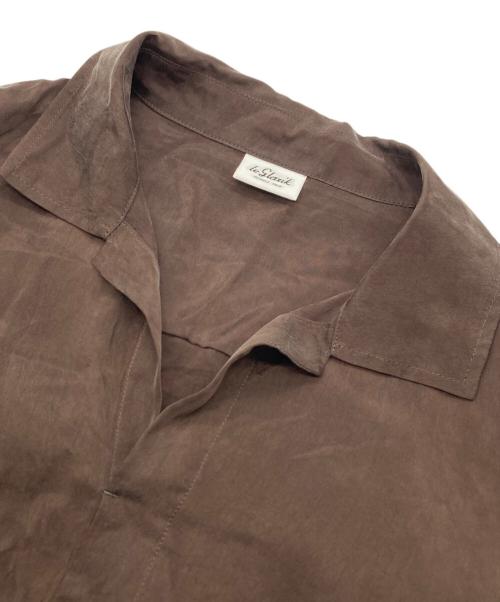 LE GLAZIK（ル グラジック）LE GLAZIK (ル グラジック) オープンカラー 半袖シャツワンピース ブラウン サイズ:36の古着・服飾アイテム