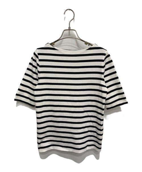 SOEJU（ソージュ）SOEJU (ソージュ) 5分袖ボーダーニットソー ホワイト サイズ:Ｍの古着・服飾アイテム