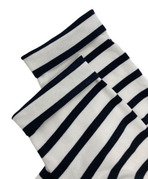 SOEJU（ソージュ）SOEJU (ソージュ) 5分袖ボーダーニットソー ホワイト サイズ:Ｍの古着・服飾アイテム