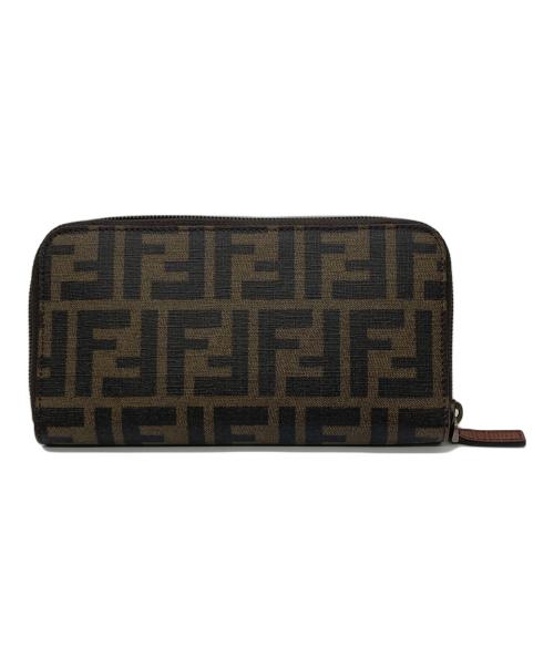 FENDI（フェンディ）FENDI (フェンディ) ズッカ柄 ラウンドファスナー ブラウンの古着・服飾アイテム