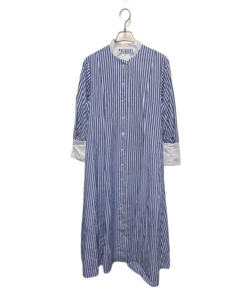 foufou（フーフー）foufou (フーフー) STAND COLLAR CLERIC SHIRT ONE PIECE ブルー サイズ:1の古着・服飾アイテム