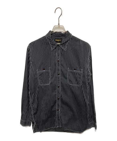 MUSHMANS（マッシュマンズ）mushmans (マッシュマンズ) ワークシャツ ブラック サイズ:Lの古着・服飾アイテム