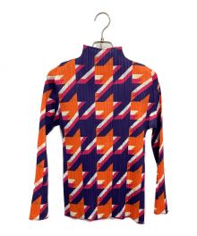 PLEATS PLEASE（プリーツプリーズ）の古着「プリーツブラウス」｜ネイビー×オレンジ